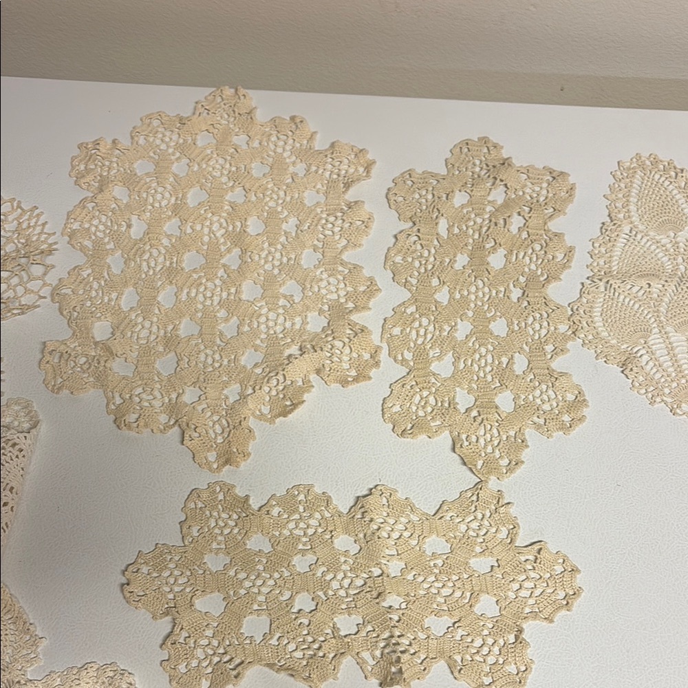 Vintage Crochet Doilies Set in Cream Set of 8 - Picture 5 of 16